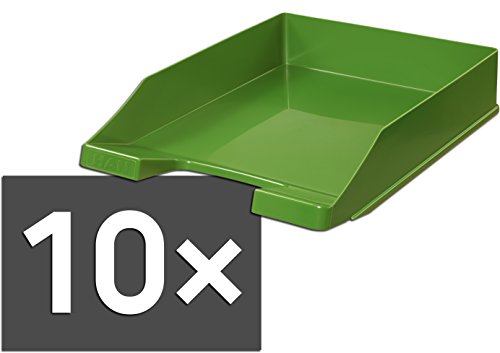 HAN 1027-X Briefablage KLASSIK, DIN A4/C4, stapelbar, stabil, modern (10er Pack | grün) von HAN