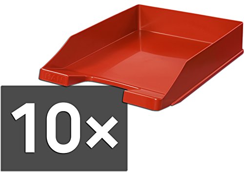 HAN 1027-X Briefablage KLASSIK, DIN A4/C4, stapelbar, stabil, modern (10er Pack | rot) von HAN