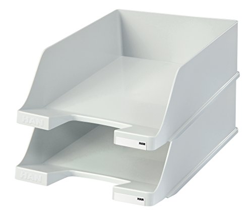HAN 1047-11, Briefablage KLASSIK XXL, Extra hoch, Modern, Schick und Hochglänzend, 2er Packung, lichtgrau von HAN