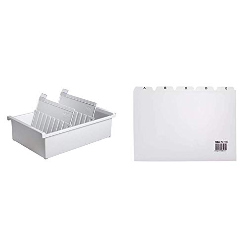 HAN 955-0-11, Karteitrog A5 quer, Innovatives, attraktives Design für 1.300 Karten, inklusive 2 Stützplatten mit Sichtreitern, lichtgrau & Register A - Z, DIN A5 quer, 25-teiliges Leitregister, grau HAN 955-0-11, Karteitrog A5 quer, Innovatives, attraktives Design für 1.300 Karten, inklusive 2 Stützplatten mit Sichtreitern, lichtgrau & Register A - Z, DIN A5 quer, 25-teiliges Leitregister, grau von HAN