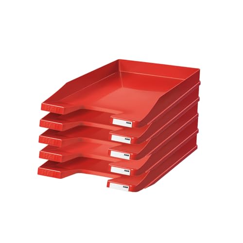 HAN Briefablage JUNIOR, 5 STÜCK, Dokumentenablage, Briefkorb, Briefhalter, Organizer Büro, Papierablage, Flache Ablage bis Format DIN A4/C4, 1025-17, rot HAN Briefablage JUNIOR, 5 STÜCK, Dokumentenablage, Briefkorb, Briefhalter, Organizer Büro, Papierablage, Flache Ablage bis Format DIN A4/C4, 1025-17, rot von HAN