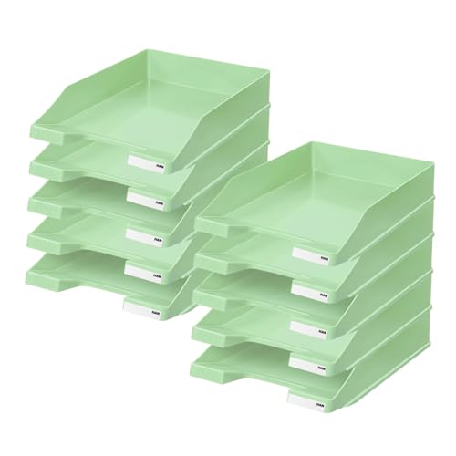 HAN Briefablage KLASSIK, 10 STÜCK Schreibtisch Organizer, Bürobedarf, Ablagefächer, Büromaterial, Briefkorb, Dokumentenablage, bis Format A4/C4, 1027-X-805, pastellgrün von HAN