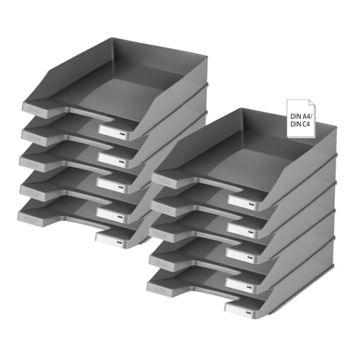 HAN Briefablage KLASSIK KARMA, 10 STÜCK, 100% recycled, Dokumentenablage, Briefkorb, Briefhalter, Papierablage, bis Format A4/C4, 10278-18, öko grau von HAN