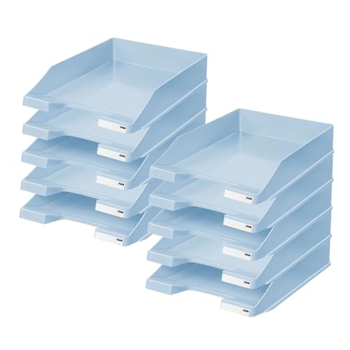 HAN Briefablage Klassik, 1 STÜCK Schreibtisch Organizer, Bürobedarf, Ablagefächer, Büromaterial, Briefkorb, Dokumentenablage, bis Format A4/C4, 1027-X-884, Pastellblau von HAN