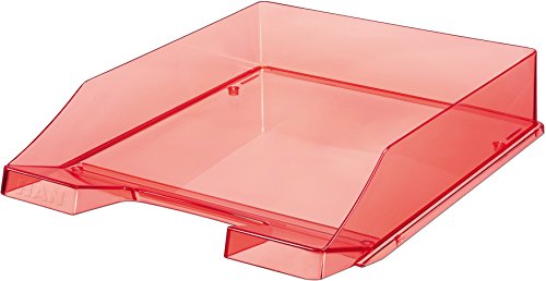 HAN Briefablage Klassik TRANSPARENT, 6 STÜCK Dokumentenablage, Briefkorb, Briefhalter, Papierablage, bis Format A4/C4, 1026-X-29, transparent-rot von HAN