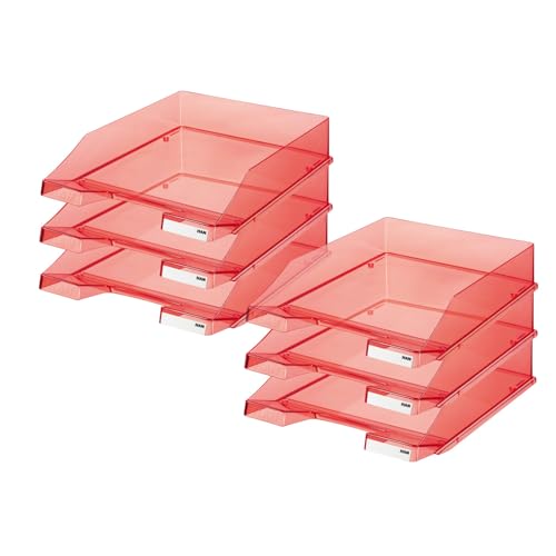 HAN Briefablage KLASSIK TRANSPARENT, 6 STÜCK, moderne, transparente und stapelbare Ablage im frischen Design bis Format A4/C4, 1026-X-29, transparent-rot HAN Briefablage KLASSIK TRANSPARENT, 6 STÜCK, moderne, transparente und stapelbare Ablage im frischen Design bis Format A4/C4, 1026-X-29, transparent-rot von HAN