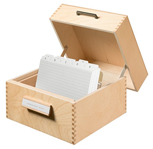 HAN 505 Karteikasten Naturholz max. Anzahl der Karten: 900, Metallstuetze, DIN A5 - für 900 Karteikarten von HAN