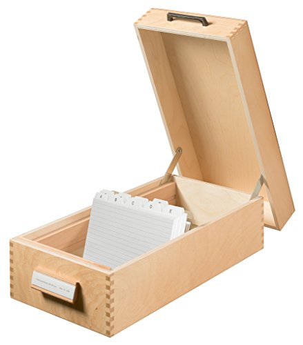 Hanlesi Holz-Karteikasten für 1500 DIN A6 quer Karteikarten inkl. 1 Metallblattstütze, mit Beschriftungsfeld und Metallboden, FSC zertifiziertes Holz, hochwertige premium Qualität, 1006, Naturholz von Hanlesi