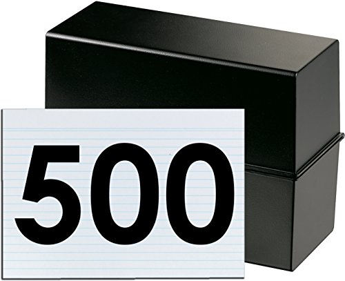HAN Karteibox DIN A5 quer, Innovatives, attraktives Design für max. 500 Karten mit Stahlscharnier (schwarz + 500 Karten) von HAN