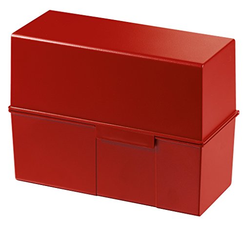 HAN Karteibox DIN A5 quer – innovatives, attraktives Design für 500 Karteikarten mit Stahlscharnier, rot, 975-17 von HAN