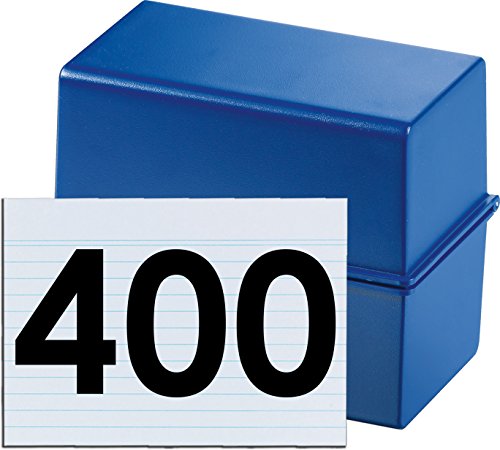 HAN Karteibox DIN A6 quer, Innovatives, attraktives Design für max. 400 Karten mit Stahlscharnier (blau + 400 Karten) von HAN