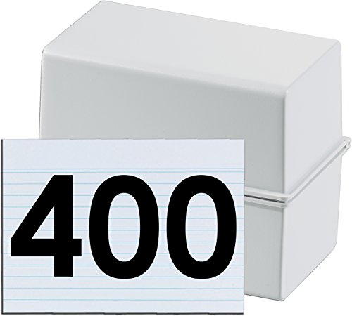 HAN Karteibox DIN A6 quer, Innovatives, attraktives Design für max. 400 Karten mit Stahlscharnier (lichtgrau + 400 Karten) von HAN