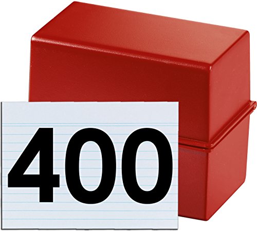 HAN Karteibox DIN A6 quer, Innovatives, attraktives Design für max. 400 Karten mit Stahlscharnier (rot + 400 Karten) von HAN