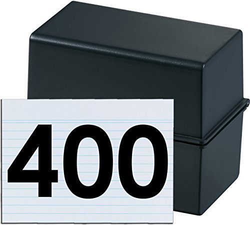 HAN Karteibox DIN A6 quer, Innovatives, attraktives Design für max. 400 Karten mit Stahlscharnier (schwarz + 400 Karten) von HAN