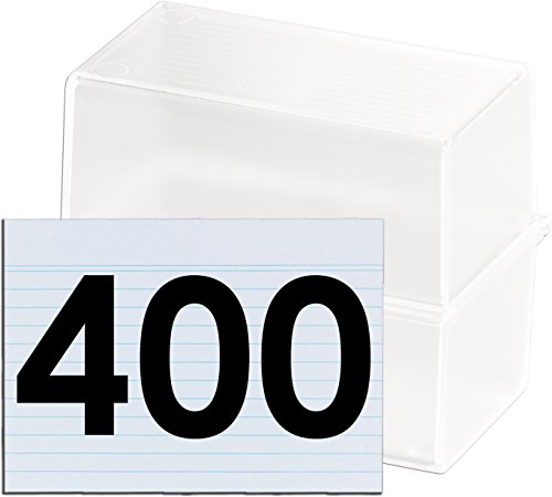 HAN Karteibox DIN A6 quer, Innovatives, attraktives Design für max. 400 Karten mit Stahlscharnier (transluzent-klar + 400 Karten) von HAN