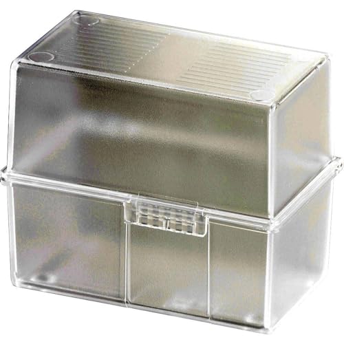HAN Karteibox DIN A6 quer, modernes Design für 400 Karteikarten mit Stahlscharnier, Lernkartei, Lernbox, 976-63, transluzent-klar von HAN