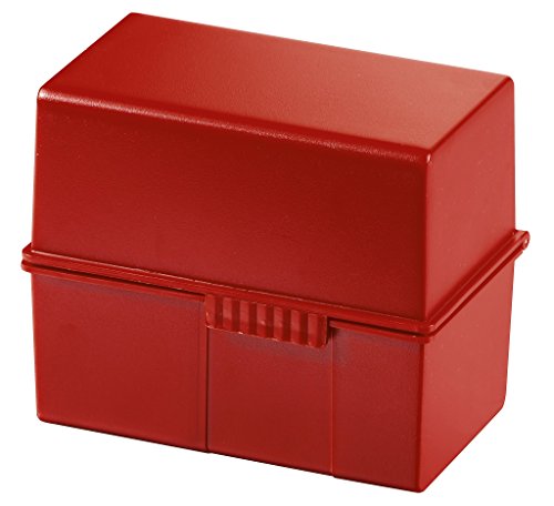 HAN Karteibox DIN A6 quer – innovatives, attraktives Design für 400 Karteikarten mit Stahlscharnier, rot, 976-17 von HAN