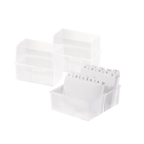 HAN Karteibox DIN A8 quer – innovatives, attraktives Design für 200 Karteikarten mit Stahlscharnier und Schnappverschluss, mit A-Z Register, transluzent-klar, 979-63, 6 STÜCK von HAN