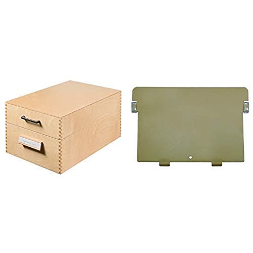 HAN Karteikasten 1005 DIN A5 quer aus Holz / Hochwertige Lernkarteibox aus edlem & robustem Naturholz für 1.500 DIN A5 Karteikarten & als Lehrmaterial & 5, Metall-Stützplatte DIN A5 quer von HAN