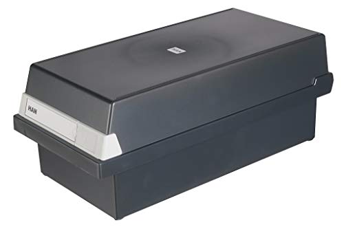 HAN Karteikasten DIN A6 quer, Lernbox, attraktives Design für 1.300 Karteikarten mit großem Beschriftungsfeld, 956-13, schwarz von HAN