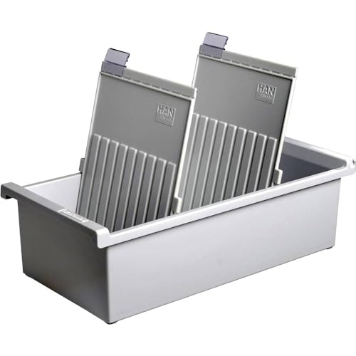 HAN Karteitrog DIN A5 hochformat, modernes Design für 1.300 Karten, inklusive 2 Stützplatten mit Sichtreitern, 955-0-1-11, lichtgrau HAN Karteitrog DIN A5 hochformat, modernes Design für 1.300 Karten, inklusive 2 Stützplatten mit Sichtreitern, 955-0-1-11, lichtgrau von HAN