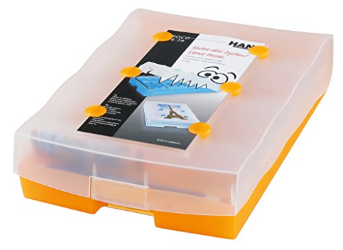 HAN Lernbox CROCO 2-6-19, einfach Vokabeln lernen mit 19 Kästchen, 1 x Bleistift, DIN A8 Karteikasten für 2.000 Karten, inkl. 100 Karteikarten, Karteibox, Archivbox, 9988-613, transluzent / orange von HAN