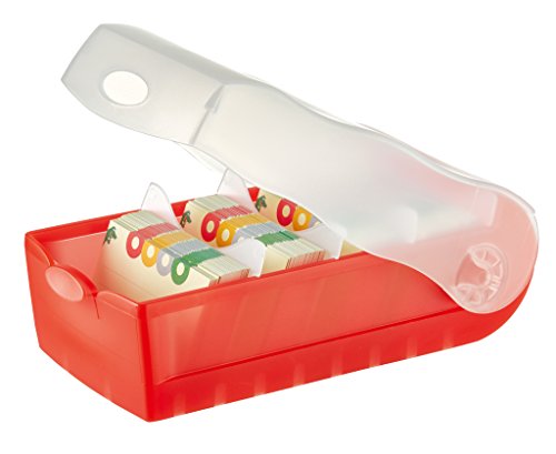 HAN Lernkarteibox CROCO, einfach Vokabeln lernen mit 5-Fächer-Lernsystem, DIN A7 Karteikasten für 900 Karten, inkl. 5 Stützplatten + 100 Lernkarten, Karteibox, Lernbox, 997-617, transluzent/rot von HAN
