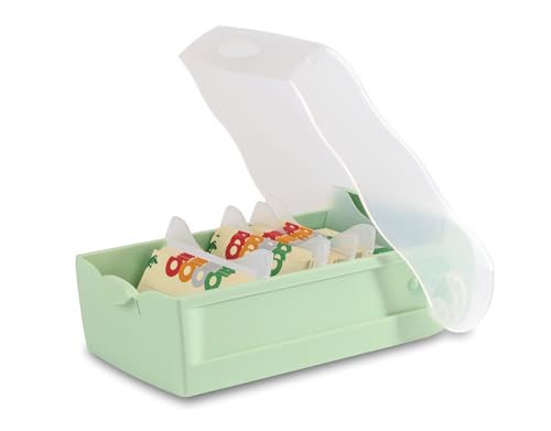 HAN Lernkarteibox CROCO, einfach Vokabeln lernen mit 5-Fächer-Lernsystem, DIN A7 Karteikasten für 900 Karten, inkl. 5 Stützplatten + 100 Lernkarten, Karteibox, Lernbox, 997-805, pastellgrün von HAN