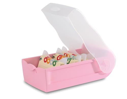 HAN Lernkarteibox CROCO, einfach Vokabeln lernen mit 5-Fächer-Lernsystem, DIN A7 Karteikasten für 900 Karten, inkl. 5 Stützplatten + 100 Lernkarten, Karteibox, Lernbox, 997-886, pastellrosa von HAN