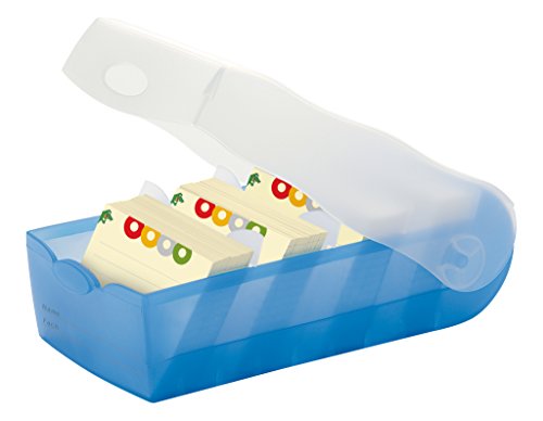 HAN Lernkarteibox CROCO, einfach Vokabeln lernen mit 5-Fächer-Lernsystem, DIN A8 Karteikasten für 500 Karten, inkl. 5 Stützplatten + 100 Lernkarten, Karteibox, Lernbox, 998-643, transluzent / blau von HAN