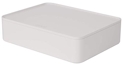 HAN Schubladenbox Allison SMART-ORGANIZER Utensilienbox mit Innenschale und Deckel/Serviertablett, stapelbar, für Büro, Schreibtisch, Badezimmer, Küche, möbelschonende Gummifüße, 1110-12, weiß von HAN