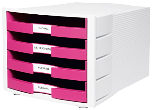 HAN Schubladenbox IMPULS, DIN A4/C4, 4 offene Schubladen, weiß-Trend Colour pink von HAN