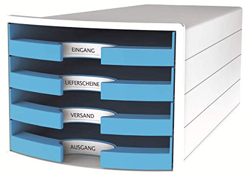 HAN Schubladenbox IMPULS 2.0 - attraktives Design in höchster Qualität. Mit 4 offenen Schubladen für DIN A4/C4, weiß-hellblau, 1013-54, 4 Schubladen HAN Schubladenbox IMPULS 2.0 - attraktives Design in höchster Qualität. Mit 4 offenen Schubladen für DIN A4/C4, weiß-hellblau, 1013-54, 4 Schubladen von Hanlesi