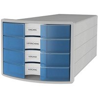 HAN Schubladenbox IMPULS blau-transparent 1012-64, DIN C4 mit 4 Schubladen HAN Schubladenbox IMPULS blau-transparent 1012-64, DIN C4 mit 4 Schubladen von HAN