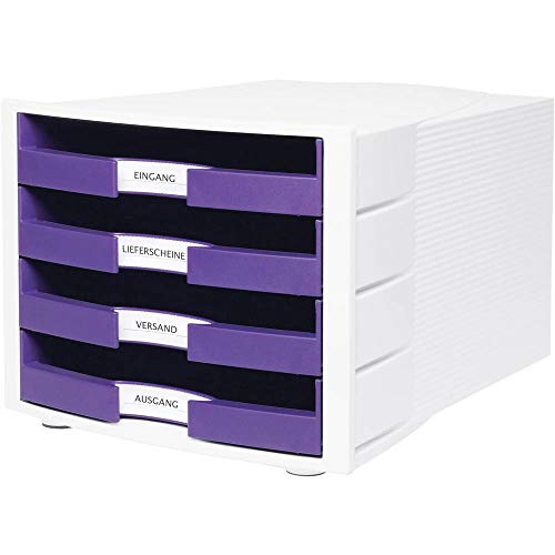 HAN Schubladenbox IMPULS in Lila/Weiß / Stapelbare Sortierablage mit 4 großen, offenen Schubladen für DIN A4/C4 / inkl. Beschriftungsschilder HAN Schubladenbox IMPULS in Lila/Weiß / Stapelbare Sortierablage mit 4 großen, offenen Schubladen für DIN A4/C4 / inkl. Beschriftungsschilder von HAN