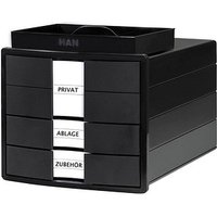 HAN Schubladenbox IMPULS  schwarz 1017-13, DIN C4 mit 3 Schubladen von HAN