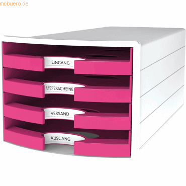 HAN Schubladenbox Impuls A4/C4 4 offene Schubladen weiß/Trend Colour p von HAN