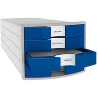 HAN Schubladenbox Impuls  blau 1012-14, DIN C4 mit 4 Schubladen von HAN
