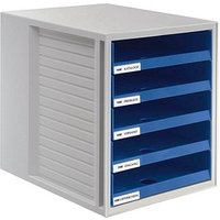 HAN Schubladenbox Schrank-Set  blau 1401-14, DIN C4 mit 5 Schubladen von HAN