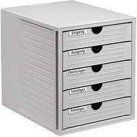 HAN Schubladenbox System-Box  lichtgrau 1450-11, DIN C4 mit 5 Schubladen von HAN