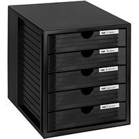 HAN Schubladenbox System-Box  schwarz 1450-13, DIN C4 mit 5 Schubladen von HAN