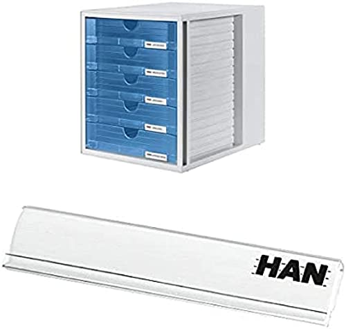 HAN Schubladenbox mit geschlossenen Schubladen Beschriftungsclip, für die professionelle Beschriftung von Briefablagen von HAN