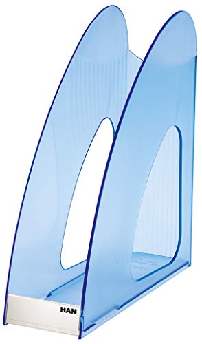 HAN Stehsammler TWIN, 10 STÜCK, moderner Prospektständer, Zeitungsständer, Unterlagensammler bis Format A4/C4, 1611-64, transluzent-blau, HAN Stehsammler TWIN, 10 STÜCK, moderner Prospektständer, Zeitungsständer, Unterlagensammler bis Format A4/C4, 1611-64, transluzent-blau, von HAN