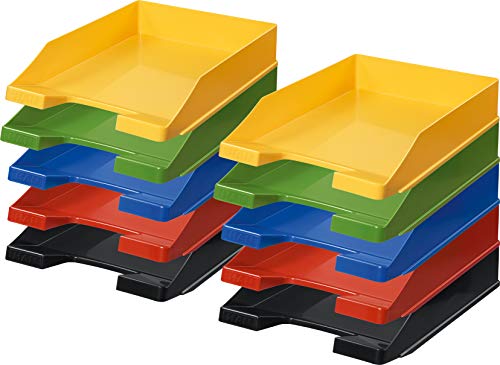 Han Briefablage A4 (1 Karton = 10 Stück) Je 2x schwarz, rot, blau, grün und gelb von HAN