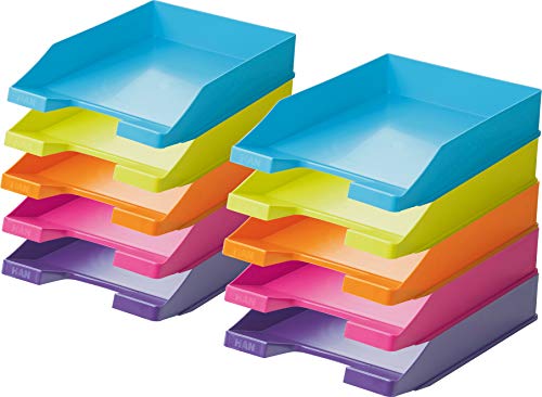 Han Briefablage A4 (2 Karton = 20 Stück) modern colours je 4 orange, hellblau, pink, hellgün und lila von HAN