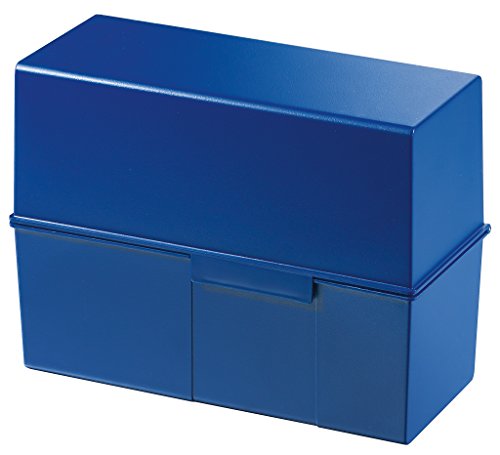 Han Karteibox DIN A5 quer – innovatives, attraktives Design für 500 Karteikarten mit Stahlscharnier, blau, 975-14, 1 Stück von HAN