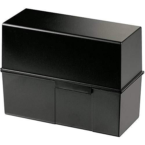 Han Karteibox DIN A5 quer – innovatives, attraktives Design für 500 Karteikarten mit Stahlscharnier, schwarz, 975-13, 1 Stück von HAN