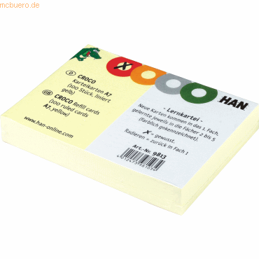 Han Karteikarten für Croco A7 gelb liniert VE=100 Stück Han Karteikarten für Croco A7 gelb liniert VE=100 Stück von HAN