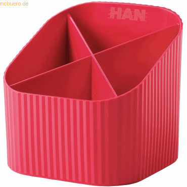 Han Schreibtischköcher Re-X-Loop 4 Fächer RC-Kunststoff rot von HAN