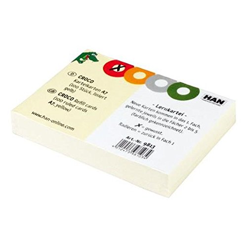 Karteikarten für CROCO DIN A7, gelb 300 Stück liniert, 190 g/m² Karteikarten für CROCO DIN A7, gelb 300 Stück liniert, 190 g/m² von HAN